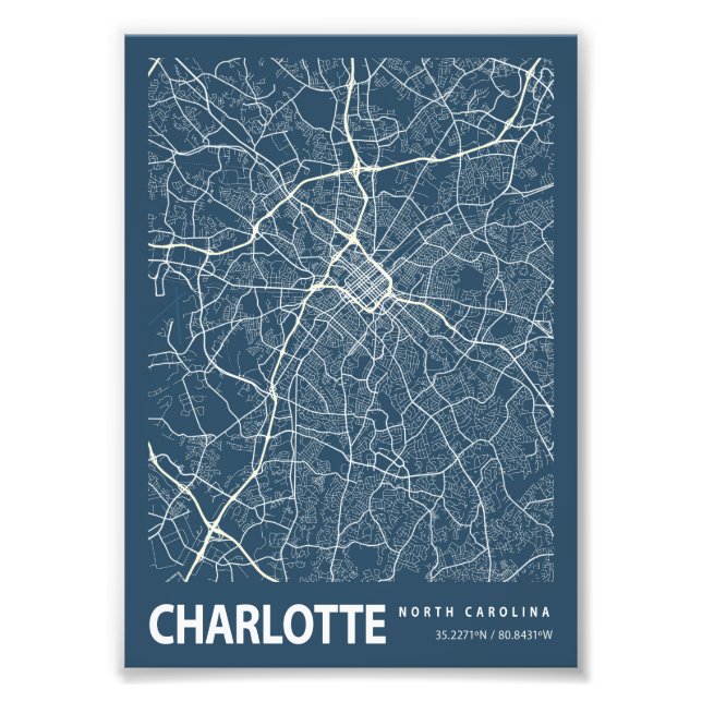 Foto Charlotte - Mapa da Cidade de Blueprint na Carolin (Frente)