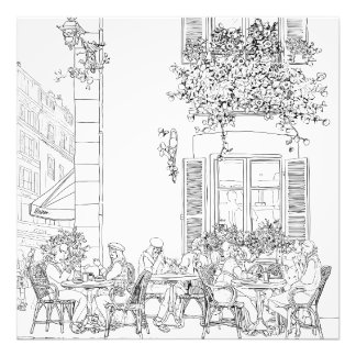 Foto Charmoso Black White Café Paris Sketch