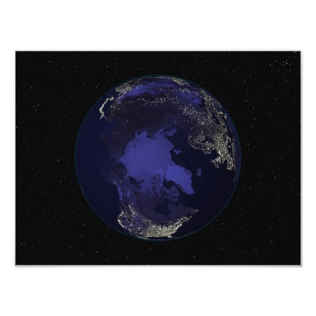 Foto Cheio Terra à noite mostrando luzes da cidade 5 (Frente)