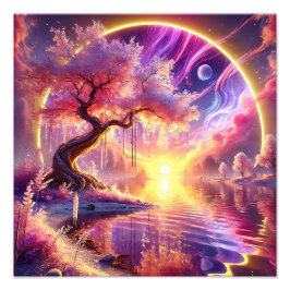 Foto Cherry Blossom Fantasy: Cena Tranquila do Sol