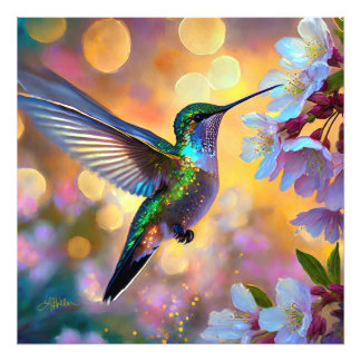 Foto Cherry Blossom Fantasy Hummingbird