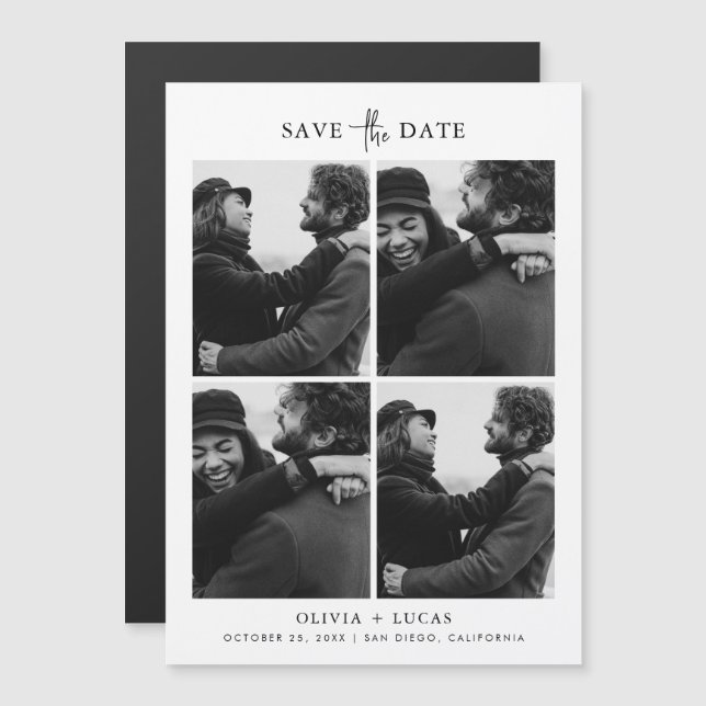 Foto Chic Colagem Magnética Casamento Salva A Data (Frente/Verso)