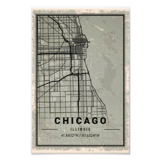 Foto chicago map print poster canvas | illinois