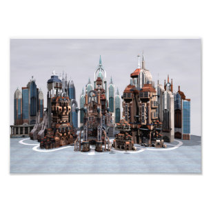 Foto Cidade de Fantasia Futurista Arte de Horizonte de