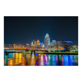 Foto Cincinnati Ohio Night Skyline - Impressão de Fotog