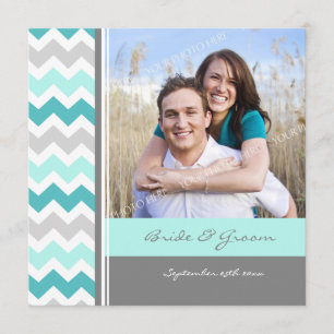 Foto: Cinza de Convites de Casamento Teal Chevron