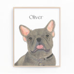 Foto Cinzas Azuis Personalizadas Arte Francesa<br><div class="desc">Estou apaixonado por esta ilustração muito detalhada da aquarela de um frango azul ou buldogue francês! Personalize essas impressões de arte com seu nome ou monograma para complementar sua decoração e alterar fontes selecionando a opção "editar usando a ferramenta design" na personalização. Compre o resto da minha coleção para os...</div>