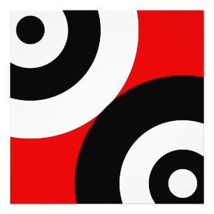 Foto Círculos Abstratos Preto e Branco em Vermelho