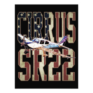 Foto Cirrus SR22 Aircraft Vintage Bandeira dos Estados 