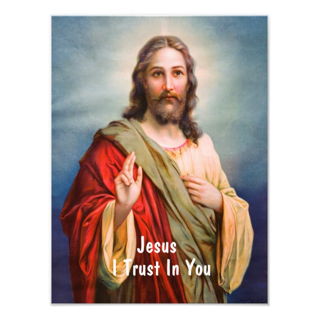 Foto Citação de Jesus Cristo Abençoando Eu Confio em Vo (Frente)