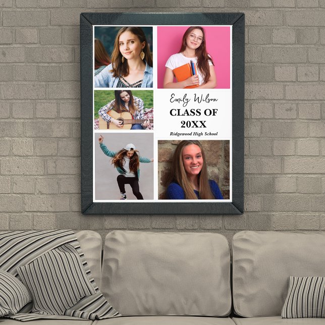Foto Class of 2026 Senior Graduation Announcement  (Class of 2026 Graduation Announcement Poster | Multi Photo Senior Graduation Keepsake Print)