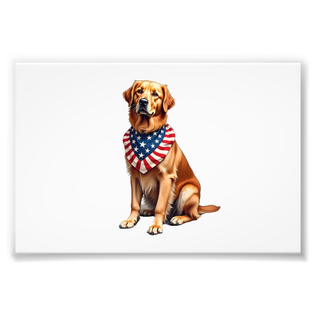 Foto Classic Patriotic Golden Retriever Vintage Shirt 2 (Frente)