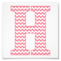 Clássico - Letra Chevron Cor-de-Rosa H Monograma