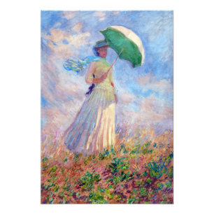 Foto Claude Monet - Mulher com Parasol virada para a di