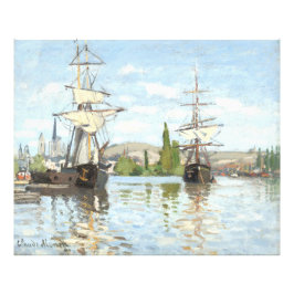 Foto Claude Monet. Navios Navegando no Sena em Rouen