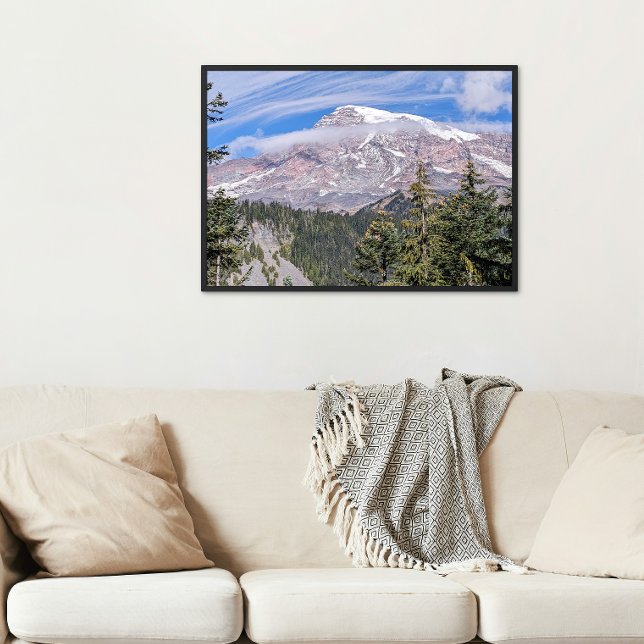 Foto Clouds Over Mount Rainier Scenic Landscape (In Situ (Framed))