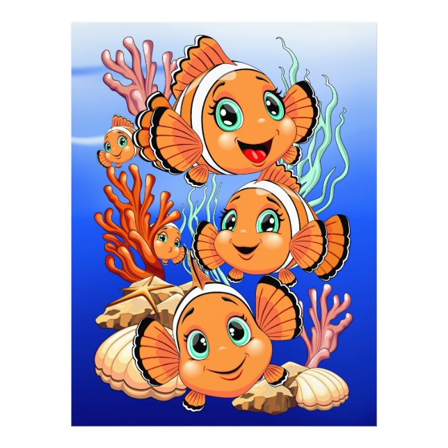 Foto Clown fish Cartoon cute Family Underwater (Frente)