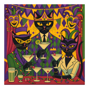 Foto Clube de Martini de Gato Preto Retro Futurista de 