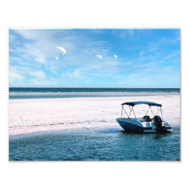 Foto Coastal Boat Wall Art Minimalist Ocean Blue