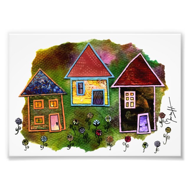 Foto Colagem de três casas com flores (Frente)