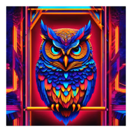 Foto Colorida Abstrato Techno Owl