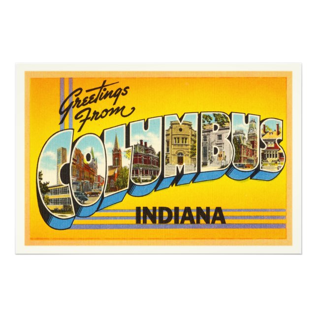 Foto Columbus Indiana em Old Viagens vintage Souvenir (Frente)