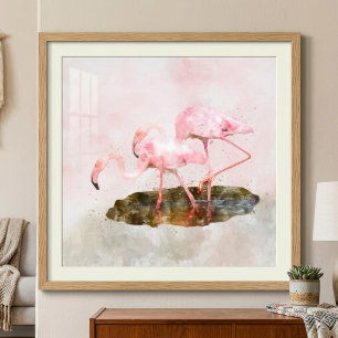 Foto Companhia Flamingos Rosa Aquarela