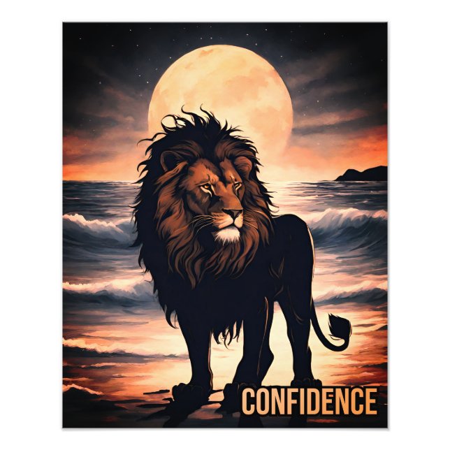 Foto Confiança no leão do oceano Inspiracional (Frente)