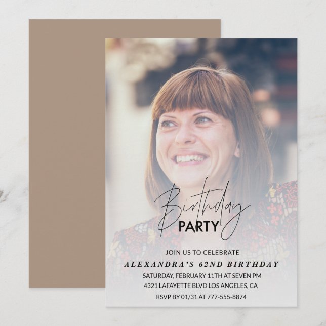 Foto convite de aniversário de 62 anos Festa de An (Frente/Verso)