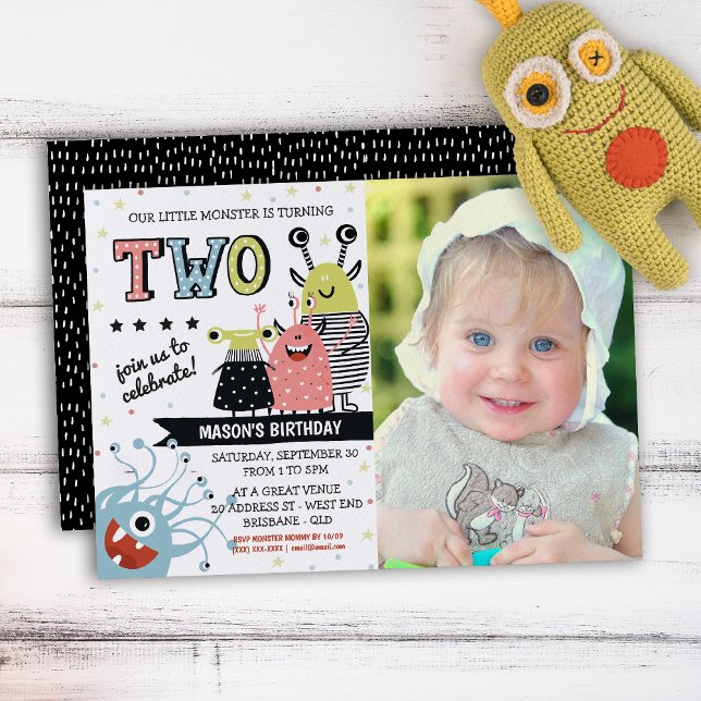 Foto: Convite De Aniversário Do Monstro De Dois An (Your little one will be in for a monster of a celebration with this creative invitation.)