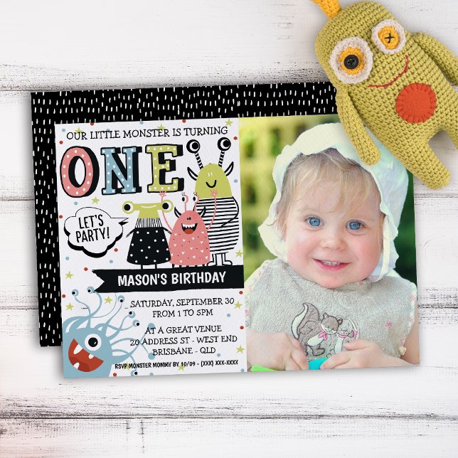 Foto: Convite De Aniversário Do Monstro De Um Ano (Your little one will be in for a monster of a celebration with this creative invitation.)