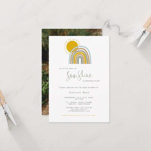 Foto: Convite para Chá de fraldas Sunshine Rainbow (Frente/Verso In Situ)