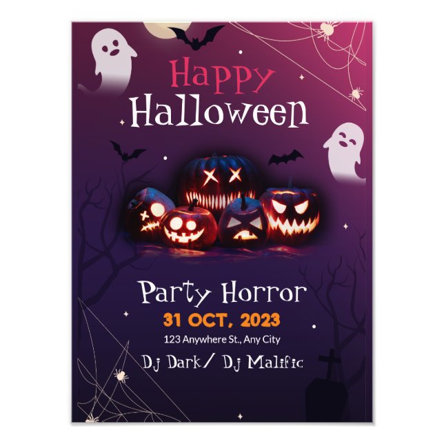 Foto Convite para Festa de Halloween, Festa de Terror H (Frente)