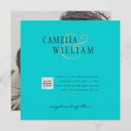 Foto: Convite QRCode RSVP Azul Teal
