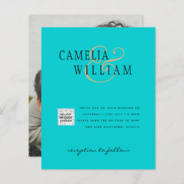 Foto: Convite QRCode RSVP Azul Teal