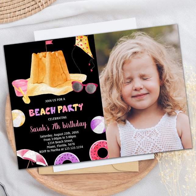 Foto: Convites de aniversário para Black Beach (Photo Black Beach Birthday Invitations)
