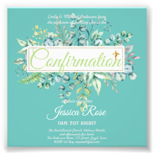 Foto Convites de Confirmação Eucalyptus Greenery Budg