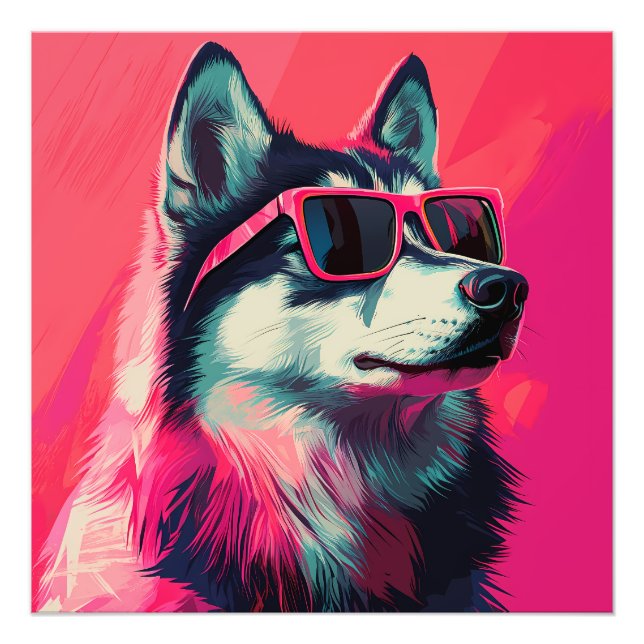 Foto Cool Siberian Husky dog with sunglasses (Frente)