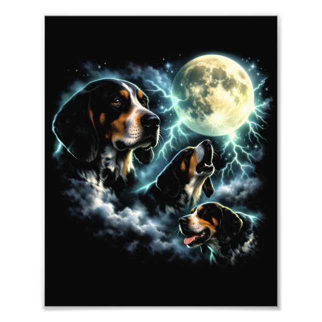 Foto Coonhound Uivando Sob a Lua Camisa Rústica de Cach (Frente)