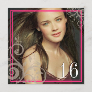 Foto cor-de-rosa - convite do doce 16