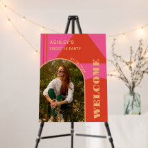 Foto Cor-de-rosa e laranja Arco Retro Doce 16 Aniv