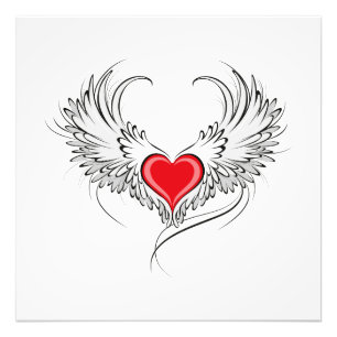 Foto Coração Anjo Vermelho com asas