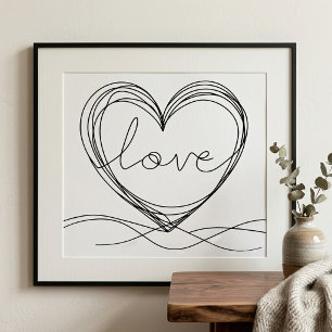 Foto Coração com "Amor" em Arte em Linha Contínua