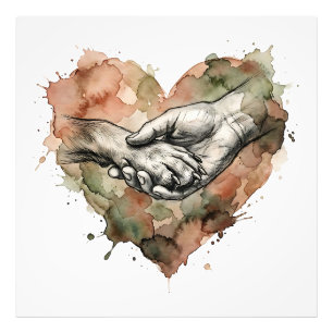 Foto Coração de Aquarela do Vínculo entre Humano e Anim