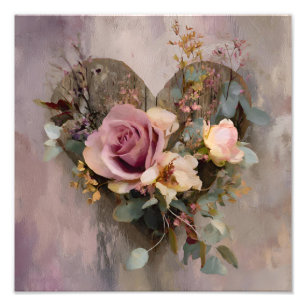 Foto Coração de Rosa Rosa Floral Pintura Botânica