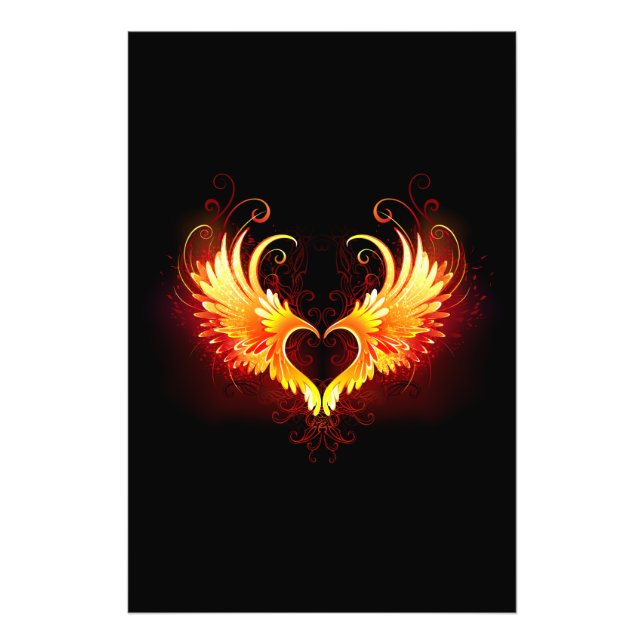 Foto Coração do Anjo Fogo com Asas (Frente)