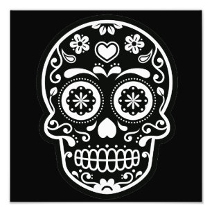 Foto Coração do Crânio de Açúcar Negro e Branco