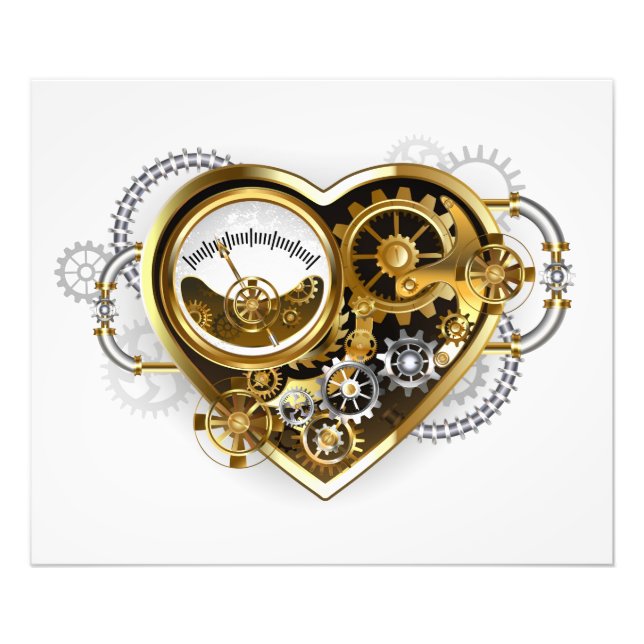 Foto Coração Steampunk com Manômetro (Frente)