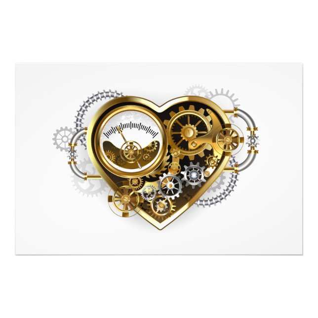 Foto Coração Steampunk com Manômetro (Frente)