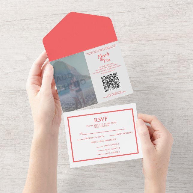 Foto Coral Invitation QR Code (Aba destacável)